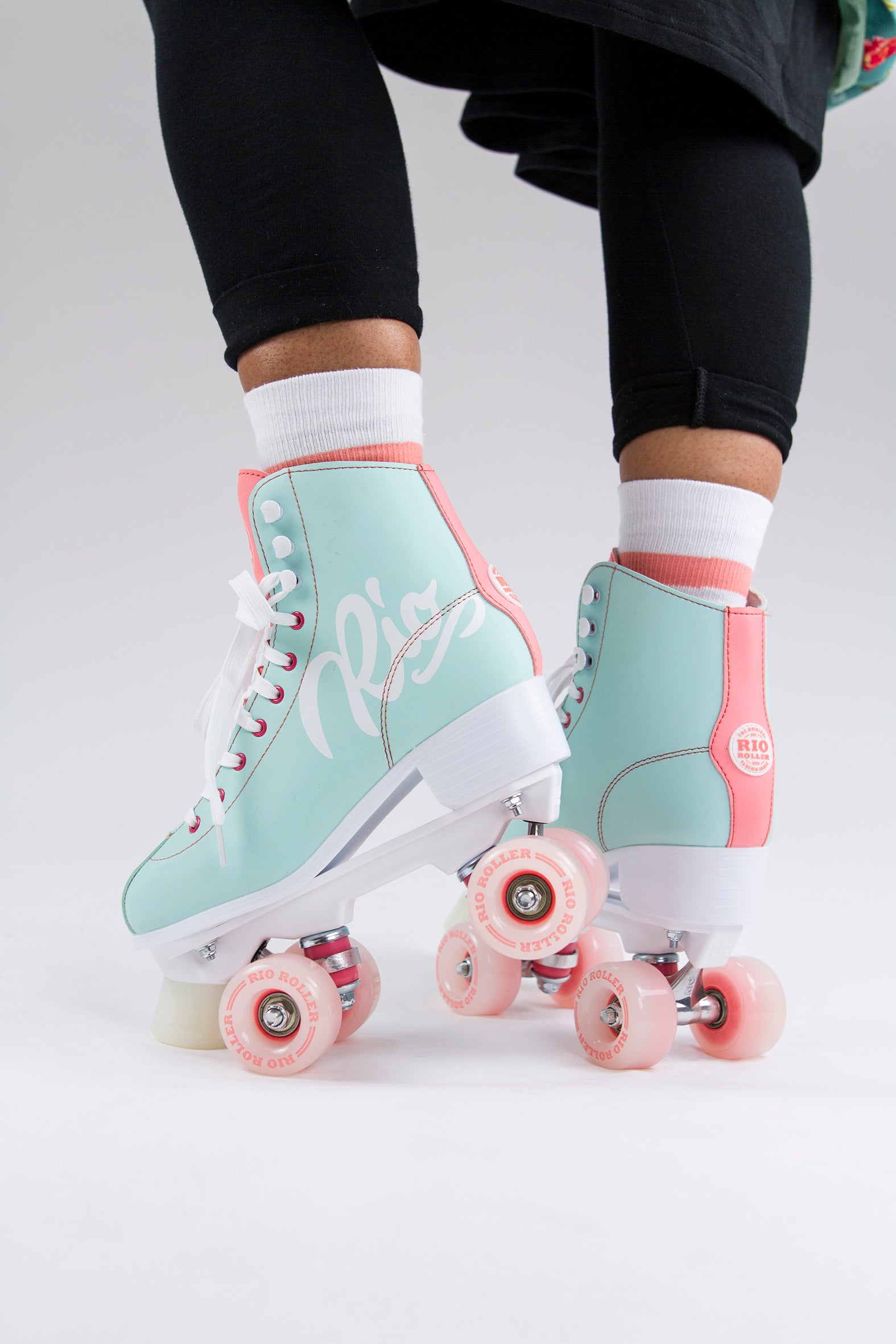 Rio Roller Script Quad Roller Skates - Teal/Coral – Momma Trucker Skates